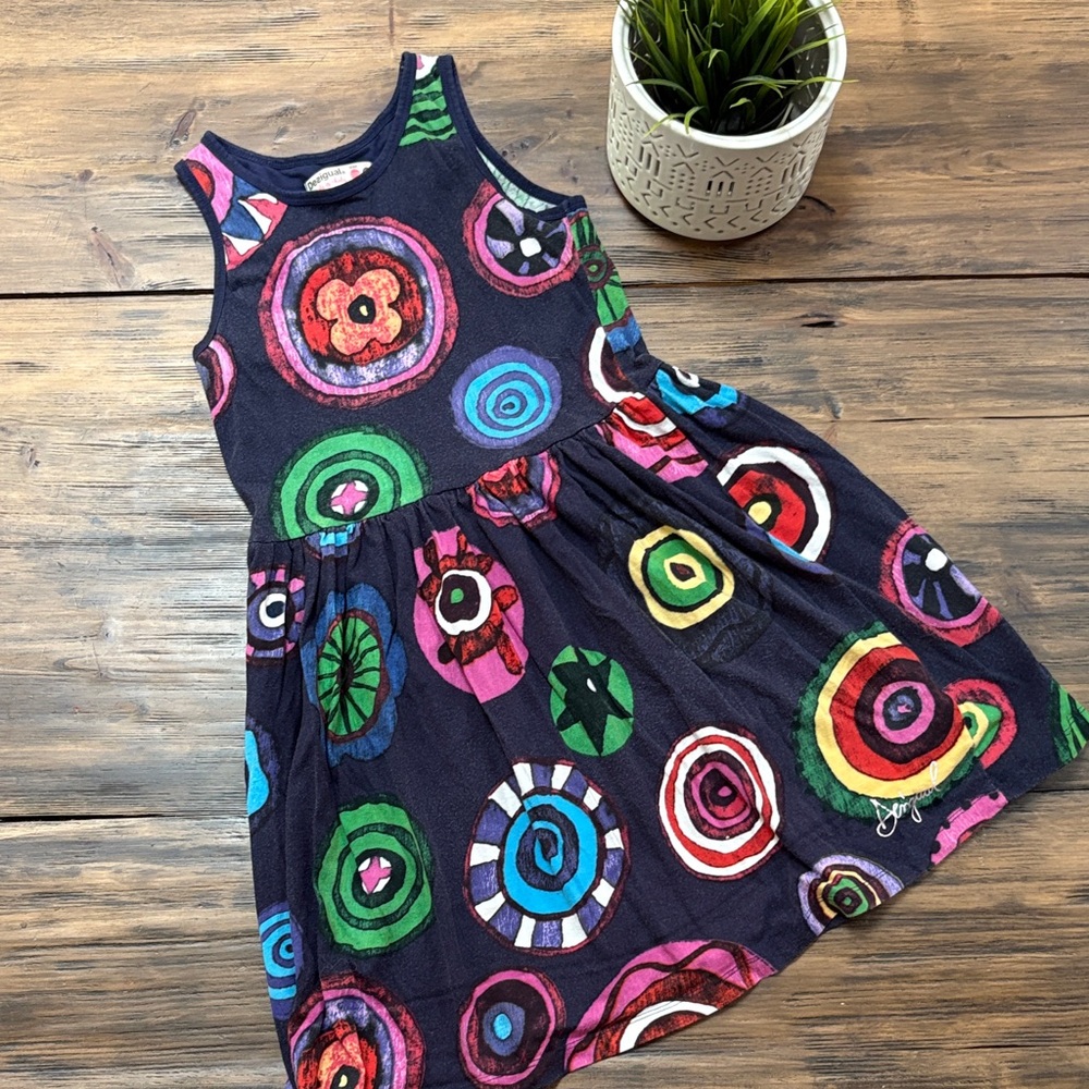 Desigual Multicolor Circle Pattern Kids Dress
